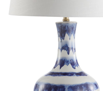 Tucker 30.5" Striped Ceramic/Metal LED Table Lamp - JONATHAN Y